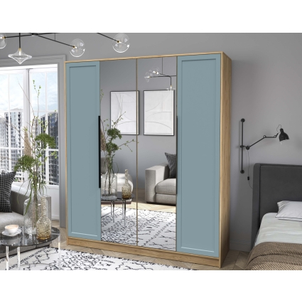 Шкаф распашной Тренд КТ-Ш4 (з) (Дуб золотой ЛДСП/ Океан ЛМДФ) Ш1800 В2128 Г547